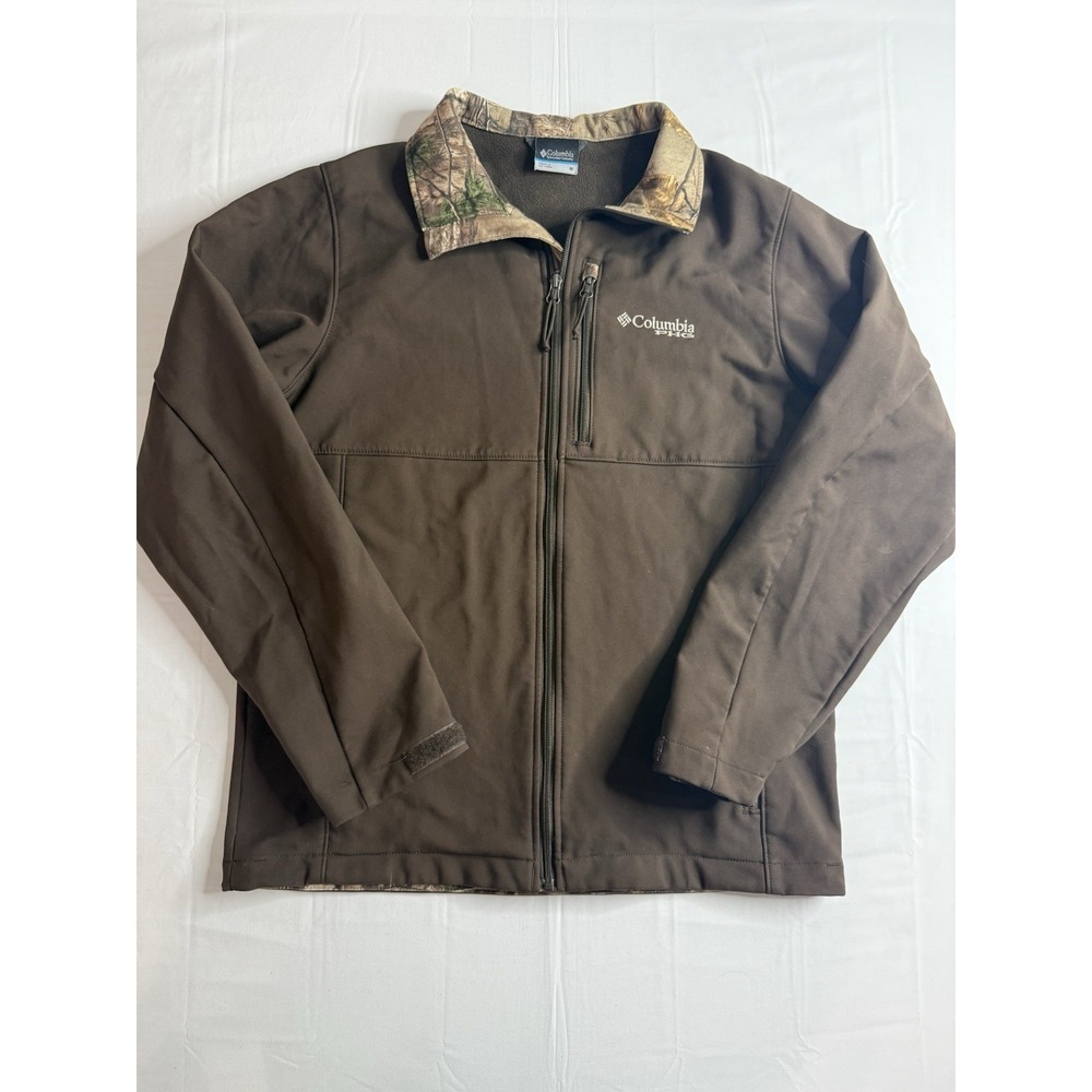 Columbia Men's PHG Ascender Softshell Jacket Brown Size Medium Camo Full Zip